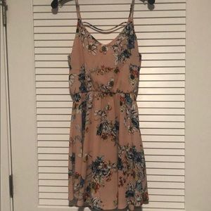 Pink floral fit and flare summer dress